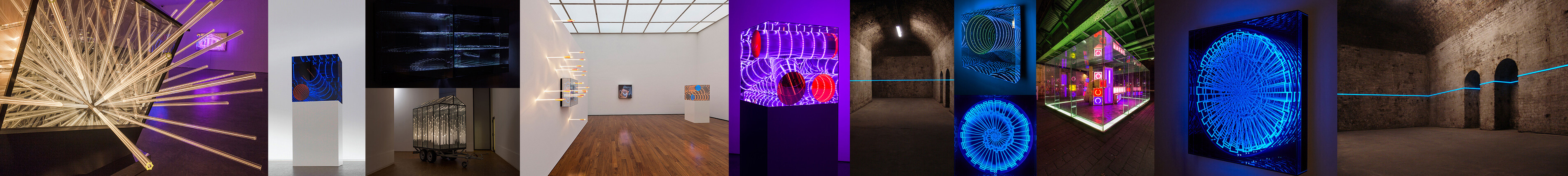 Contemporary Light Installation detail - Refractive light art and mirror reflection by Hans Kotter