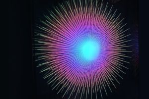 explosion, metall spiegel plexiglas led computergesteuert, galerie nery marino, paris, 2014