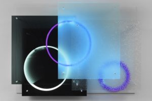 superposition „day night“, uv licht neon metall plexiglas spiegel, 2015