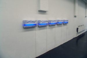 light in plastic (edition 6), 5 leuchtkästen genäht aus folie, kunstverein ravensburg, 2004