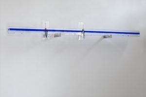 sensitive balance , edelstahll glasschwimmer plexiglas wasser silikonöl blau, patrick heide contemporary, london, 2008