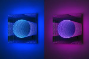 tunnel view, plexiglas led-licht farbwechsel spiegel, galerie grazia blumberg, recklinghausen, 2010