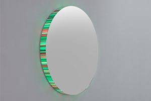  interference, plexiglas edelstahl poliert spiegel dia led farbwechsel, de buck gallery, new york, 2012