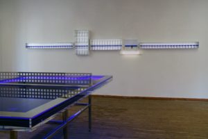 the very best....... , blaues neon plexiglas edelstahl poliert silikonöl blau wasser, neue kunstverein Aschaffenburg, best before.... 2007