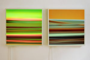 lines, aluminiumleuchtkästen led-licht farbwechsel mit dia, patrick heide contemporary art, london, 2009
