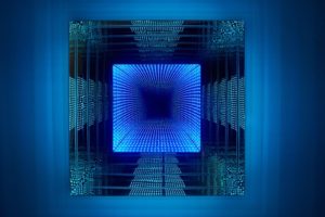 tunnel view square, plexiglas spiegel metall led-licht farbwechsel, 2011